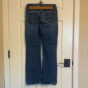 7 For All Mankind High Rise Bootcut Distressed Blue Jeans